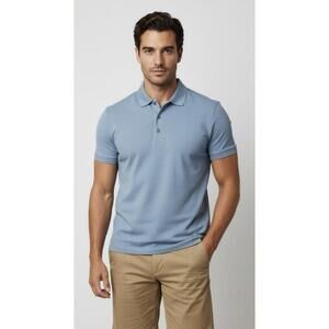 BANANA REPUBLIC Men’s Luxe Touch Polo in Blue-Size Medium